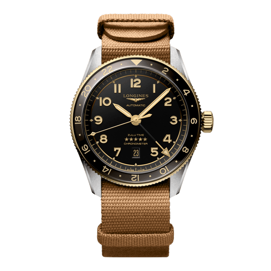 Longines Spirit Zulu Time Automatic Watch, Ø 42.00 Mm, Stainless Steel And 18 Karat Yellow Gold Cap 200. L3.812.5.53.9