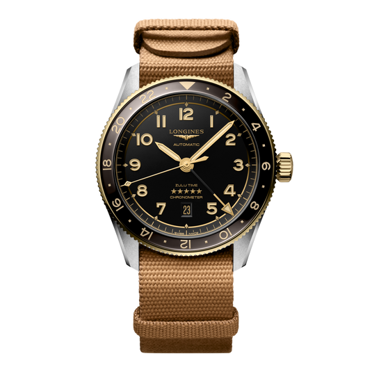 Longines Spirit Zulu Time Automatic Watch, Ø 42.00 Mm, Stainless Steel And 18 Karat Yellow Gold Cap 200. L3.812.5.53.9