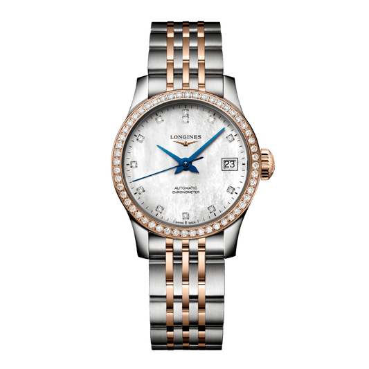 Longines Record Automatic Watch, Ø 26.00 Mm, Stainless Steel And 18 Karat Pink Gold. L2.320.5.89.7