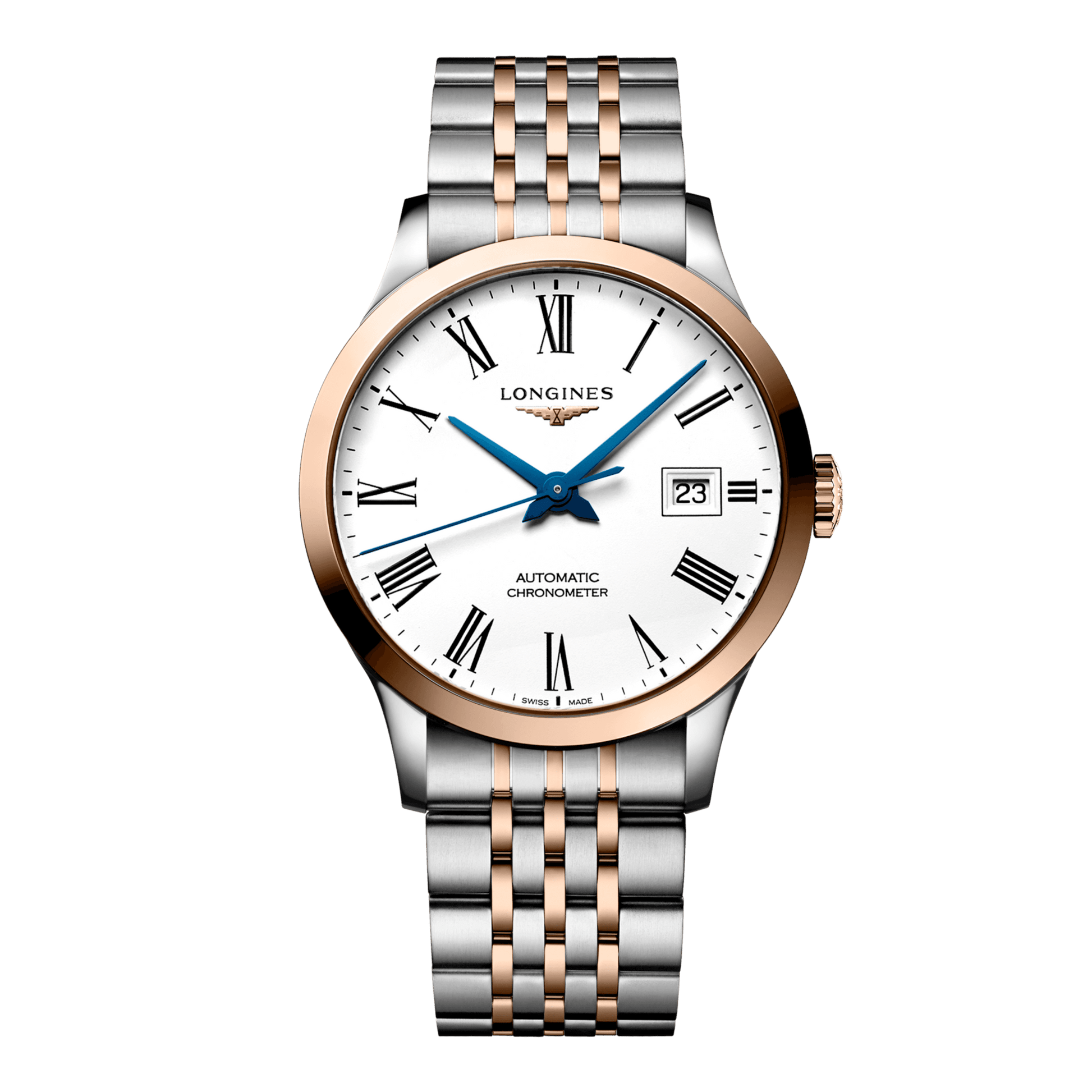 Longines Record Automatic Watch, Ø 40.00 Mm, Stainless Steel And 18 Karat Pink Gold Cap 200. L2.821.5.11.7